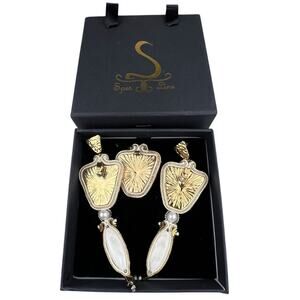 Spec Line Design Hand Crafter Jewelry Pierced Earrings & Adjustable Ring